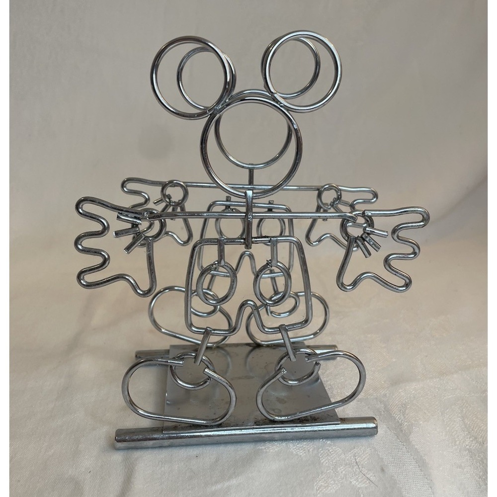 Vintage Disney Mickey Mouse Napkin Holder Metal Wire Silver #26707
